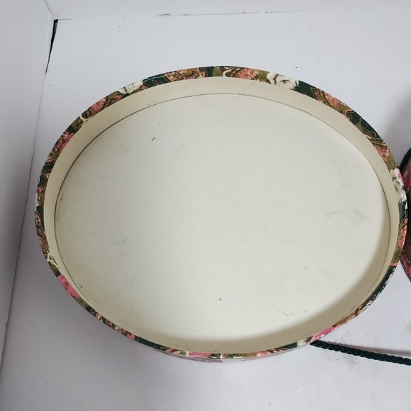 Vintage Oval Floral Lidded Trinket Treasure Box 8 X 7 X 3 Pink White CottageCore - Picture 2 of 11